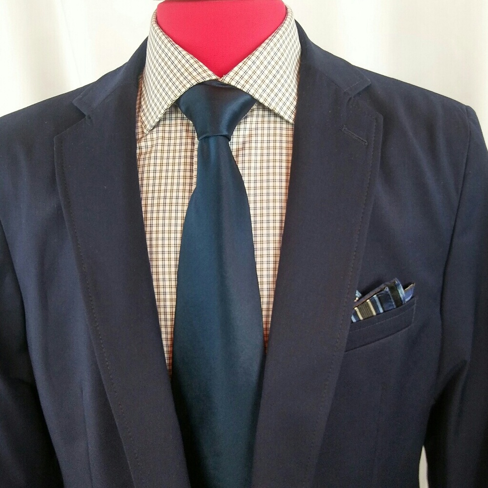 Lands End Classic Blazer 44R Blue 2btn Traditional